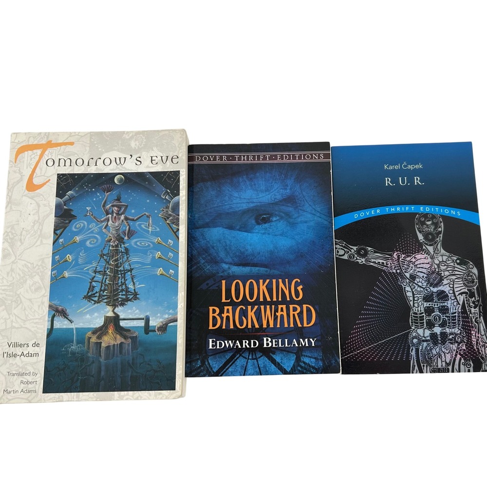 Sci-Fi Classics Book Lot Tomorrows Eve Looking Backward RUR Capek Dover Thrift